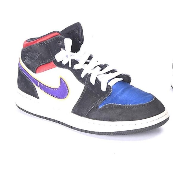Nike, Air Jordan 1 MID SE GS Kids Black/Royal Blue/Red BQ6931-005 Size 6.5 main image 4